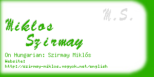 miklos szirmay business card